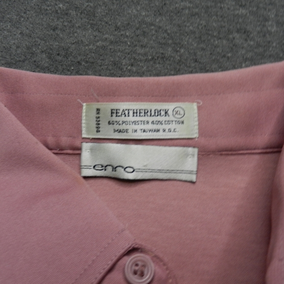 VINTAGE Enro Featherlock Shirt Size XL Pink Rose Polo Double Pocket - Picture 3 of 12